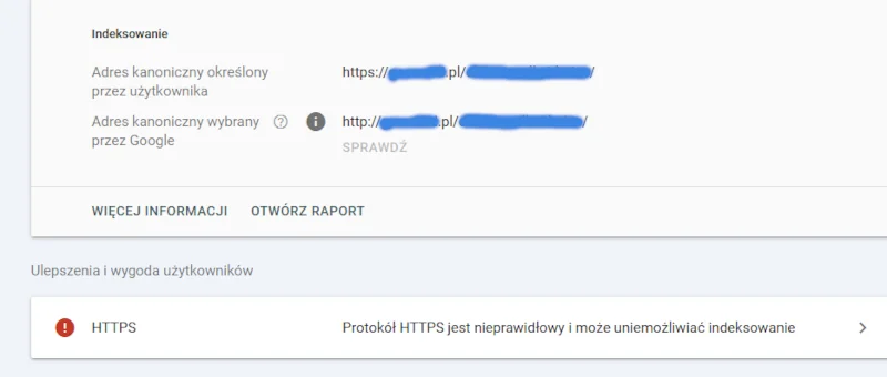 protokół https jest nieprawidłowy
