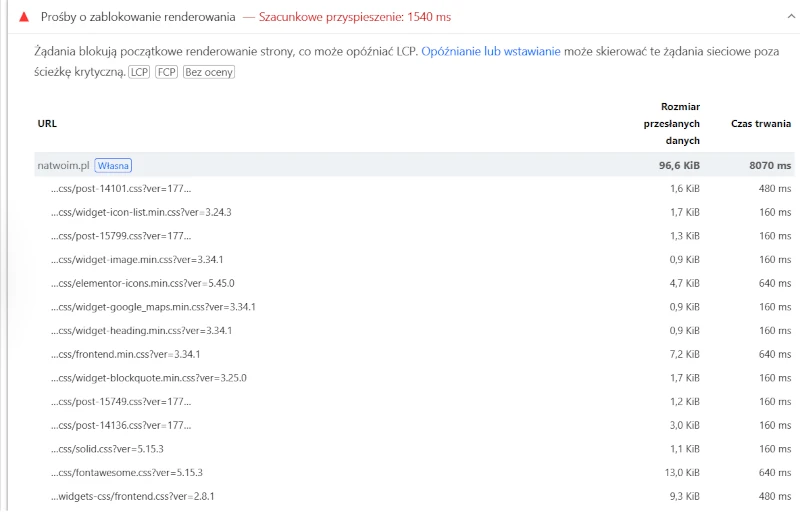 zasoby blokujące renderowanie